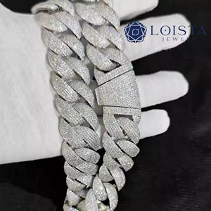 LOISTA Moissanite <b>Statement</b> <b>Necklace</b> 925 Silver Rhodium Plated Link Chain Round Brilliant Cut Party Jewelry Unisex Luxury - Product Image 6