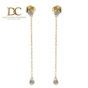 Pendientes de Oro Amarillo Sólido de 14 Quilates con Diamante Cultivado en Laboratorio de Corte Brillante Redondo, Joyería de Lujo para Mujer, Diseño Personalizado - Product Image 1