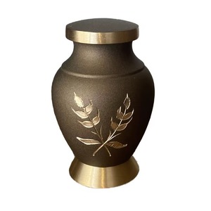 Good Quality Aluminum Cremation <b>Urns</b> for Human Ashes Women and Man Metal <b>Urns</b> With Black & Gold Engraving Designed - Product Image 1