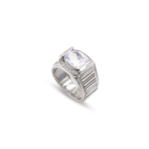 Anillo de Plata de Ley 925 con Cuarzo Lunar Natural, Chapado en Rodio, Joyería Fina OEM ODM - Product Image 1