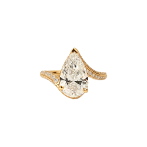 Bague de fiançailles demi-éternité en or massif 10K 14K 18K avec diamants de laboratoire ronds et en forme de poire, couleur DEF, clarté VS VVS, certifiée IGI - Product Image 5
