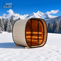 Sauna à capsules Summit en pin thermocellé avec verre trempé de 8 mm et chauffage électrique pour chalet de ski, station alpine et récupération hivernale