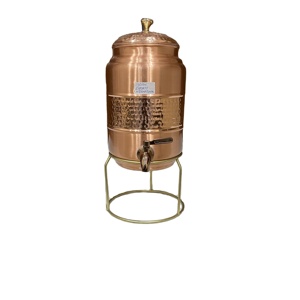 Distributeur d'eau en cuivre pur 5L/10L/18L 100%. Conception martelée à la main. Meilleur distributeur de yoga - Product Image 1