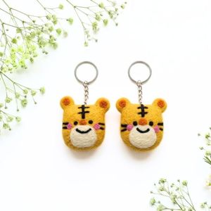 Cute Handmade Felt Tiger Keychain Wool Felt Animal <b>Key</b> <b>Ring</b> Cartoon Tiger <b>Key</b> Holder handmade felt - Product Image 1