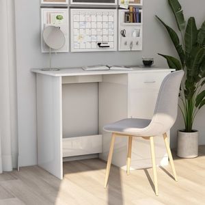 <b>High</b> <b>Gloss</b> <b>White</b> 39.4\" X 19.7\" X 29.9\" Engineered Wood Computer <b>Desk</b> - Product Image 1
