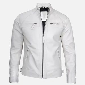 Chaquetas de Invierno de Cuero Blanco y Lona de Alta Calidad, Estilo Occidental, Diseño de Color Personalizado, Transpirables, Modernas, Servicio OEM, Venta al Por Mayor - Product Image 1