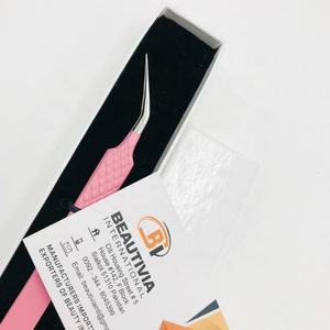 Pince à épiler en acier inoxydable à revêtement en poudre rose avec logo personnalisé professionnel pour extensions de cils durable et durable - Product Image 5