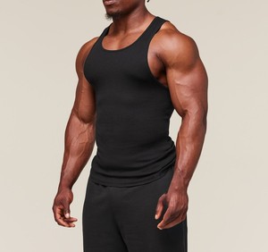 <b>Men's</b> <b>Black</b> Knitted Tank Top O-Neck Solid Breathable Casual <b>Vest</b> 100% Polyester - Product Image 1