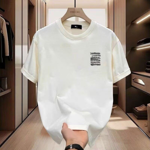 Camiseta de Manga Corta para Hombre, 100% Algodón Grueso, Modelo Verano 2026, Estilo Europeo de Alta Gama, Estampado de Dibujos Animados, Transpirable y Ajustada - Product Image 2