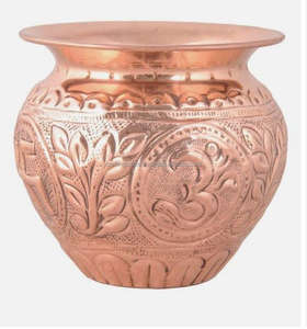Lota en cuivre de qualité de classe mondiale avec couvercle forme ovale Mini en taille tendance hindouisme Pooja Lota Mini pot d'eau hautement poli - Product Image 2