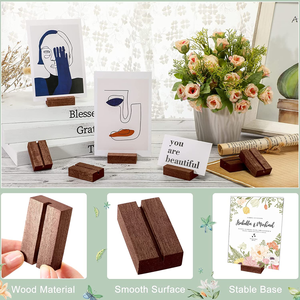 Supports de numéros en bois naturel, porte-cartes en bois dur pour affichage de menus et étiquettes de prix sur comptoirs de cafés et boulangeries - Product Image 6