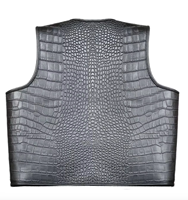 Gilet de moto en cuir de crocodile véritable de qualité supérieure, personnalisé, noir, pour club de motards