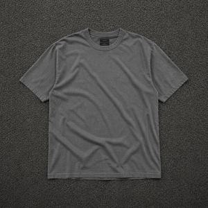 เสื้อยืดโอเวอร์ไซส์ทรงเรโทรฟอกสีสไตล์มินิมอลสตรีทแวร์ผ้าคอตตอนหนาคุณภาพพรีเมียมจากโรงงานโดยตรงสำหรับผู้ชาย - Product Image 1