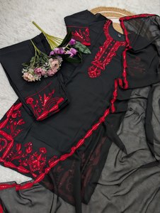 ชุดสาหรี่กะมีซปักลายดอกไม้สไตล์โมเดิร์นสำหรับผู้หญิง รุ่นโซเฟีย ปาร์ตี้ - Product Image 6