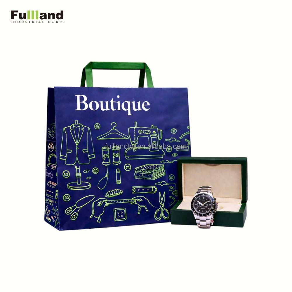 Paper Bag Flat Handle Luxury Gift Paper Shopping Bag Packaging Wholesale Paper Bags with Your Own logo for Clothing Business