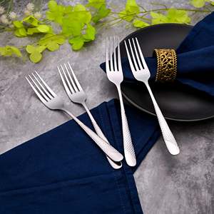 MiniGlow Stainless Steel Metal and Wood Mini Dessert <b>Forks</b> (Set of 4) for Dining Fruit Camping Tableware - Product Image 5