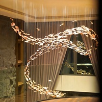 Lustre moderne de luxe, luminaire suspendu décoratif en verre LED pour plafond haut, entrée