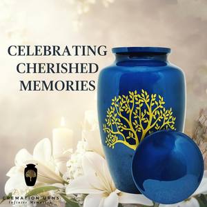 Urne funéraire écologique de style européen Tree Life pour cendres humaines adultes |   Médaillon commémoratif en métal au design personnalisable, 200 pouces cubes - Product Image 2