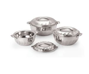 <b>Stainless</b> <b>Steel</b> Classic Insulated Casserole <b>Set</b> with Lid & Side Handles (Hot <b>Pot</b>/Serving Bowl <b>Set</b> Mirror Finish Eco-friendly) - Product Image 1