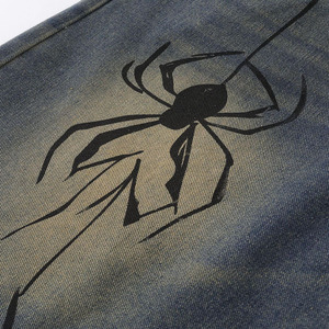 <b>Men</b>’s Denim <b>Shorts</b> Graphic Spider Web Print <b>Bermuda</b> <b>Shorts</b> Casual Streetwear Jeans <b>Shorts</b> Custom Design Wholesale price - Product Image 3