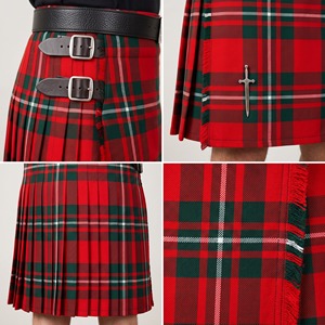 Kilt écossais Macgregor pour homme, rouge et vert à carreaux, avec ceinture et boucle en cuir - Product Image 5