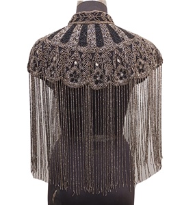 Women's <b>Plus</b> <b>Size</b> Short Vintage Designer Blouse Handmade Tassel Fringe Handbeaded Bespoke Multiwearable Party Cape Spring/Winter - Product Image 3