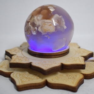 Cherry Blossom Agate Sphere LED <b>Light</b> Natural Crystal Waterproof Carved Decorative Home Bedroom Art Spiritual Healing - Product Image 1