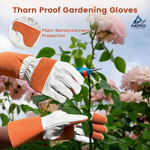 Guantes de Trabajo de Cuero Personalizados de Primera Calidad, Extra Largos, Duraderos, Antideslizantes, de Protección Total, Color Blanco y Naranja - Product Image 3