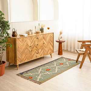 Décoration de salon écologique, tapis kilim en jute et laine tissés à la main pour salon et chambre - Product Image 3