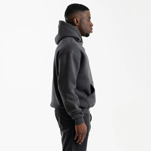 Sudadera con Capucha Oversize de Felpa Francesa, Estilo Urbano Informal, Poliéster/Algodón, Logotipo Estampado y Bordado, Teñido Liso, Invierno, Color Sólido - Product Image 3