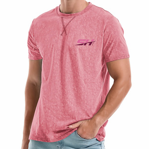 Camiseta de Cuello Redondo para Hombre, Corte Holgado, Lavado Ácido, Tela de Algodón Premium, Transpirable, Color Sólido, Secado Rápido, Precio Bajo - Product Image 1
