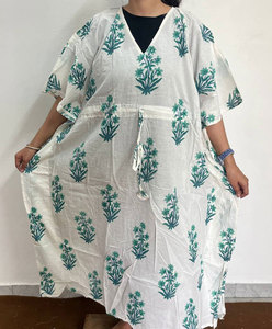Vestido Kaftán de Algodón Estampado para Mujer con Elegantes Estampados Étnicos y Comodidad Fluida - Product Image 4
