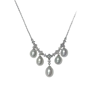 Collar de Perlas de Agua Dulce con Colgante de Gota de Agua de Estilo Barroco, Collar Vintage de Palacio con Perlas Aurora Rice, Cadenas Finas Sólidas de Plata S925 - Product Image 5