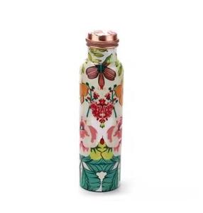 Bouteille d'eau en cuivre bleu rose, imprimé floral décoratif, bouteille à boire étanche, bouteille en métal réutilisable pour l'hydratation quotidienne - Product Image 3