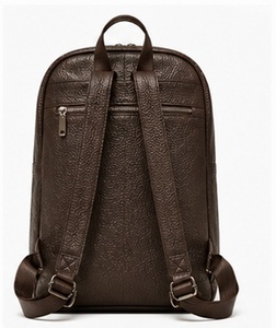 Premium Genuine Leather Casual Vintage Fashion Minimalist Men's Office Business Laptop Travel <b>Backpack</b> Polyester Zipper Stylish - Product Image 5