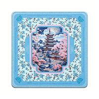 Tapis de Mahjong Américain en Caoutchouc 80cm Carré Motif Floral Élégant Surface de Jeu de Divertissement Marque Privée Vente au Détail E-commerce