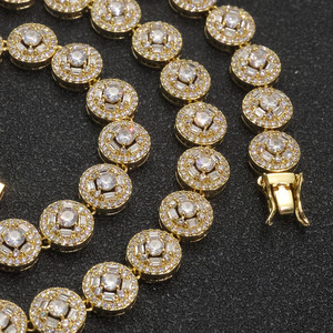 925 Silver Lab Grown Diamond Round Link Chain Luxury <b>Statement</b> <b>Necklace</b> for Men - Product Image 3
