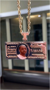 Colgante Personalizado con Foto de Billete de Dinero en Oro Rosa, Moissanita VVS, Plata de Ley 925, Certificado GRA, Tendencia, Superventas, Estilo Hip Hop - Product Image 4