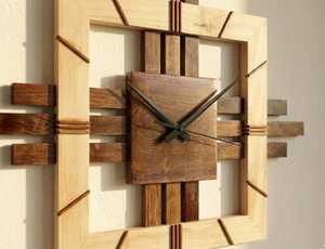 Handmade Artisan Crafted Solid Wood Wall <b>Clock</b> | Two-Tone Layered Walnut Timepiece | Wooden Sculpture | Square Sunburst Design - Product Image 3
