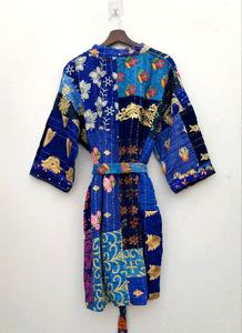 Nouvelle arrivée indienne Bikini Cover Up Vintage Coton Longue Kantha Veste Ethnique Boho Style Kantha Kimono Robe Pour Femmes - Product Image 6