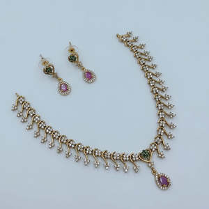 JeweleMarket 10575659PGR Parure de collier de créateur en diamant américain, pierres Pota et autrichiennes, bijoux de mariée raffinés en acier - Product Image 1