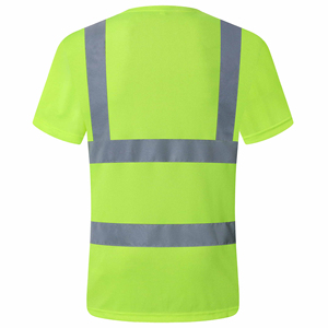<b>Men's</b> High Visibility Safety <b>T</b>-<b>Shirt</b> Short Sleeve Reflective <b>Stripes</b> Quick Dry Polyester Workwear Style Summer Casual <b>Shirt</b> - Product Image 2