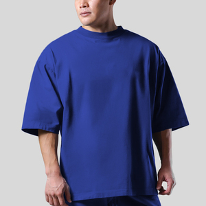 T-shirt imprimé vert 100 % coton à manches courtes et col rond pour homme, coupe oversize, décontracté, en jersey tricoté, design uni, logo frontal, épais - Product Image 2