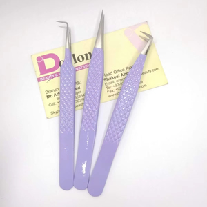 Pinces à cils de qualité supérieure, couleur violette, revêtement de haute qualité, logo personnalisé, poignée diamantée, pinces pour extensions de cils au Pakistan - Product Image 1