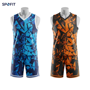 ชุดเสื้อบาสเก็ตบอล SPOFIT ลายพิมพ์เรขาคณิต คอวี แขนกุด ระบายเหงื่อ แห้งเร็ว สำหรับผู้ใหญ่ ใส่ได้ทั้งชายและหญิง - Product Image 1