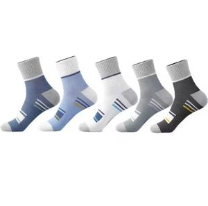 Chaussettes de sport pour hommes, rayées, en coton et élasthanne, respirantes, absorbant la transpiration, tricotées, été - Product Image 1