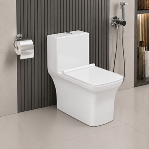 WC monobloc en céramique de haute qualité, à poser au sol, avec chasse d'eau double Tornado, écologique, moderne, siphon en P, pour salle de bain, usage hôtelier - Product Image 1