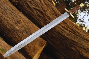 AHS SU # Couteau de chasse en acier au carbone 86, manche en bois de rose, lame droite, épaisseur 0,5 mm, longueur totale 70 cm, garantie 3 ans, OEM - Product Image 3