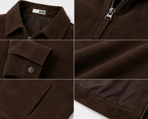 Veste en jean streetwear coupe ample pour homme, hiver, fermeture éclair, col montant, imitation daim haut de gamme, respirante, coupe-vent, épaisse - Product Image 6