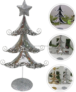 Mini arbre de noël ornement noël maison bureau décoration centre commercial décor de fête métal arbre de noël ornement - Product Image 3
